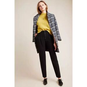 Anthropologie Sasha Button Fly Black Ankle Trouser Pants Women's 10 Work Career
